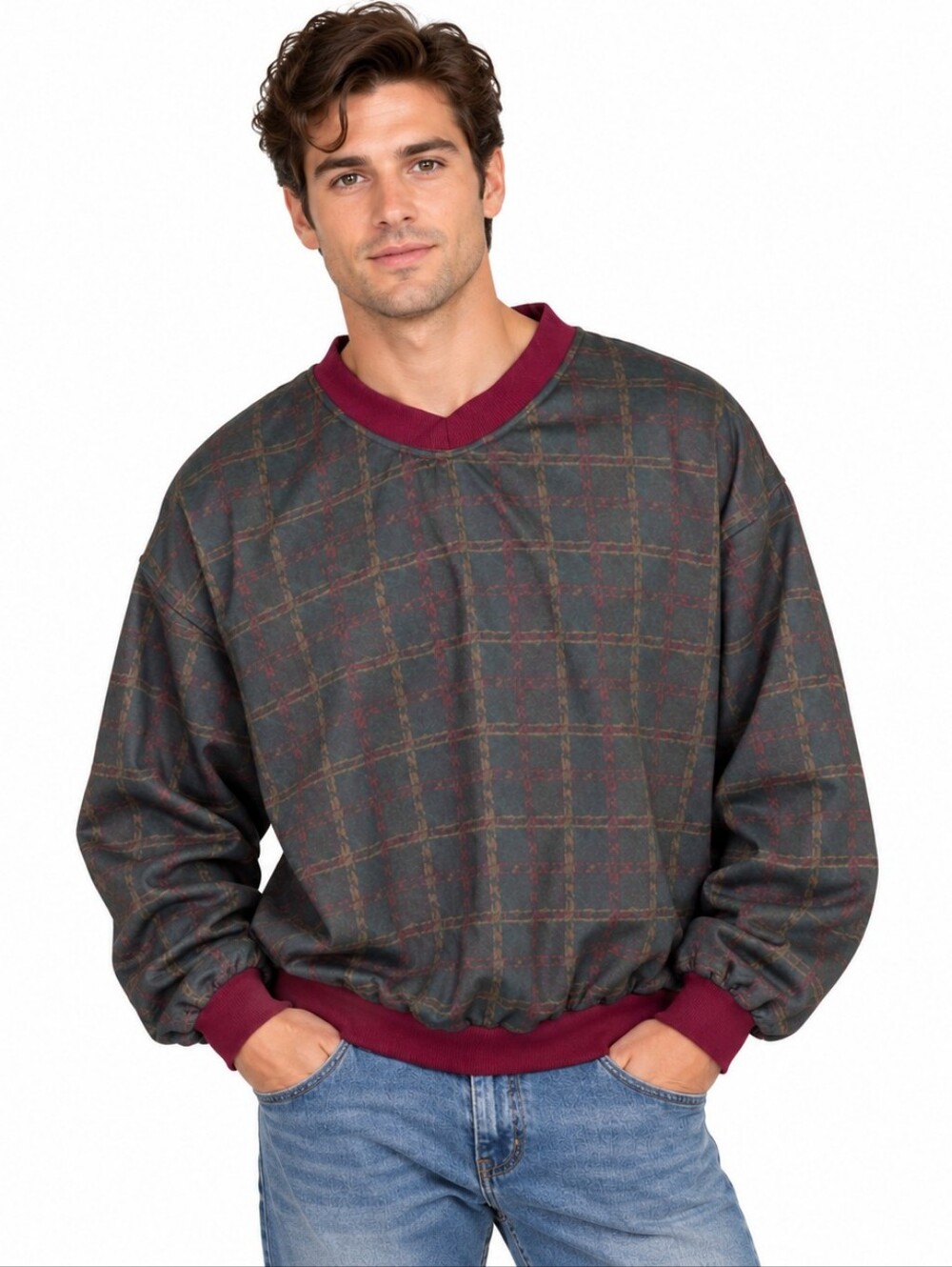 Vintage Dunbrooke USA Made Pullover Windbreaker Grid Print Men’s XL